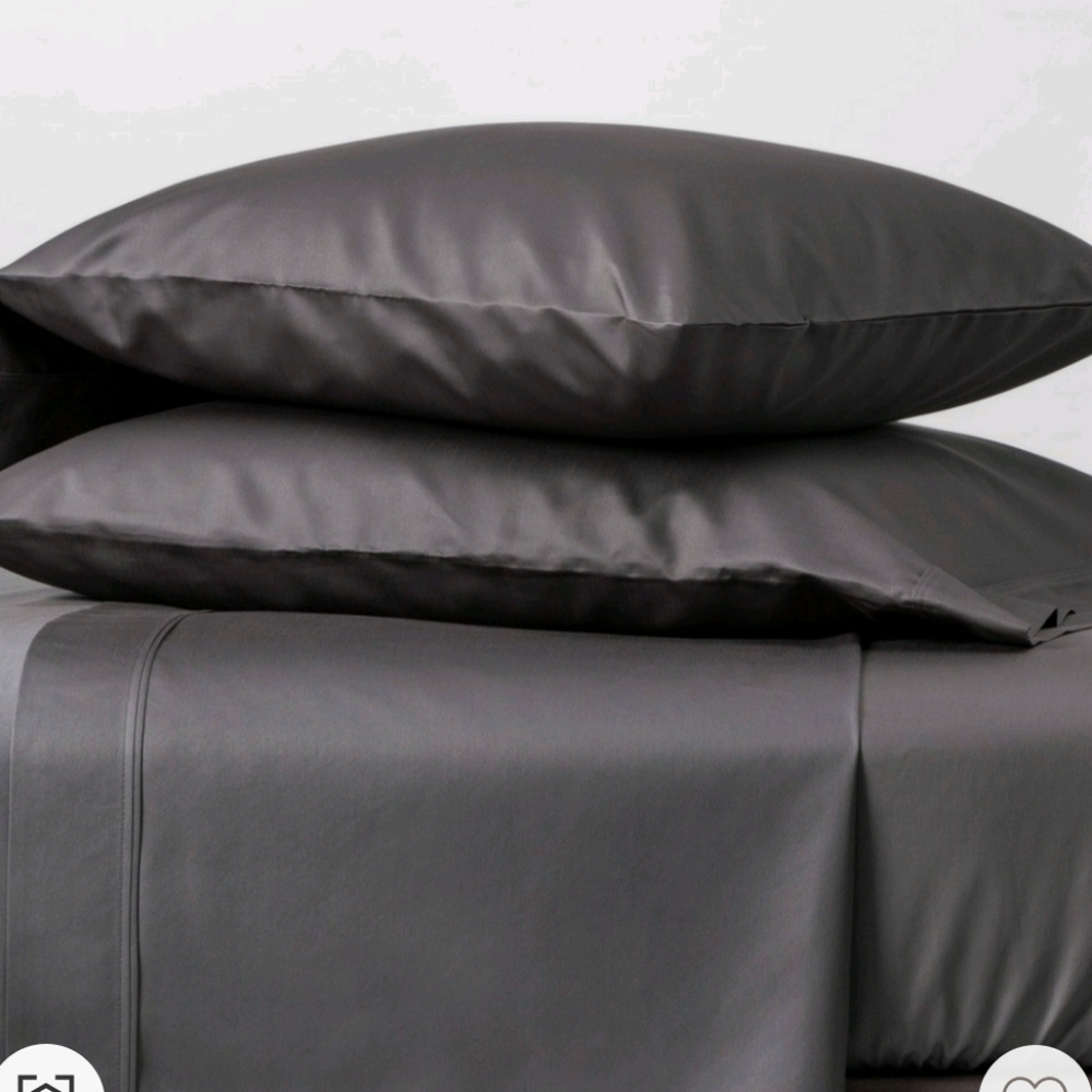 Threshold signature Full Bedding sheet set Luxury Gray Sateen Breathable